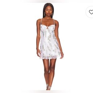 FOR LOVE AND LEMONS WHITE OPAL MINI DRESS MEDIUM